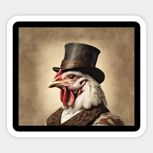 Victorian Chicken Portrait Artistic Gift Fashion Chicken Style Sticker